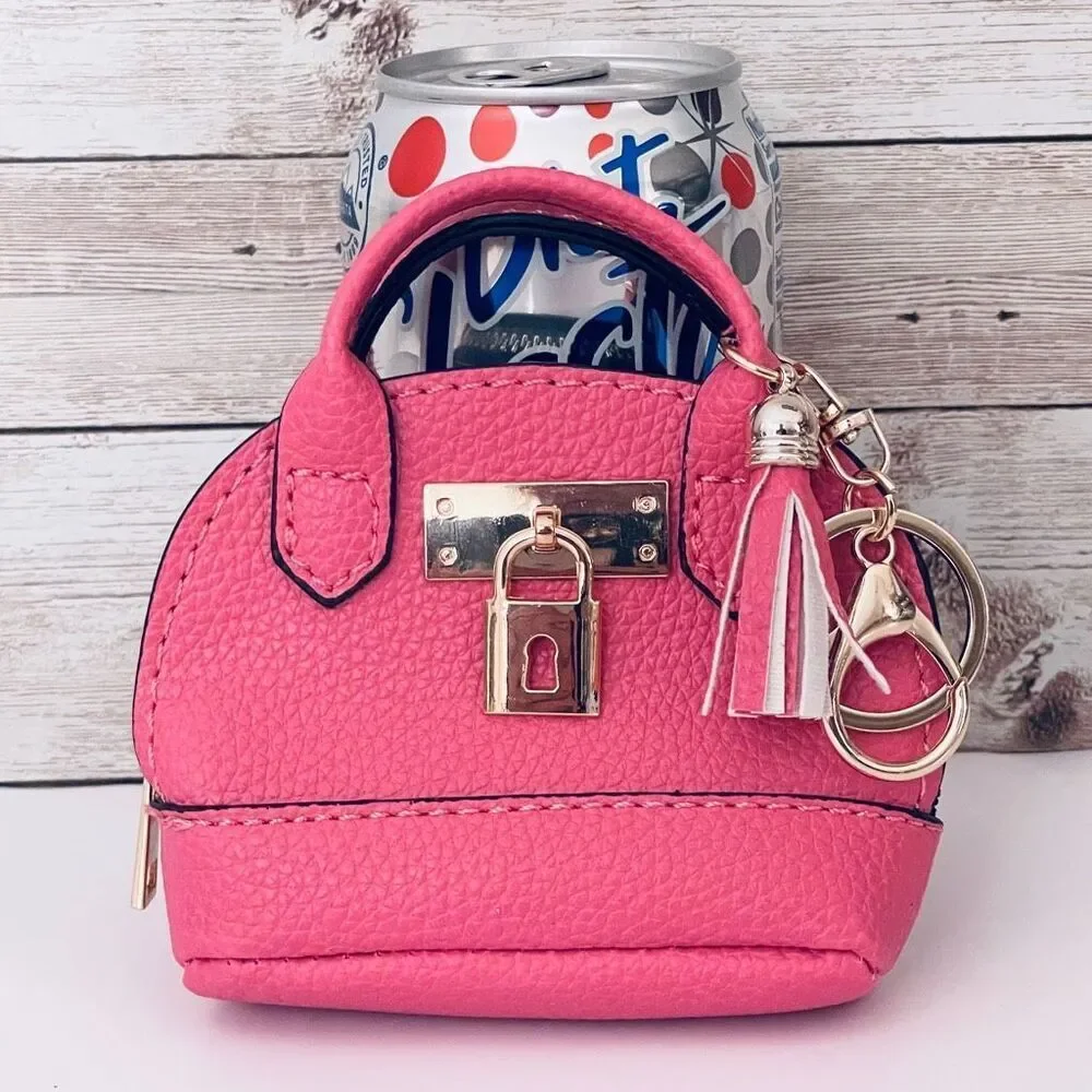 NWT Gorgeous Pink Pu Leather Purse Bag Charm Lobster Keyring Keyring Keyholder